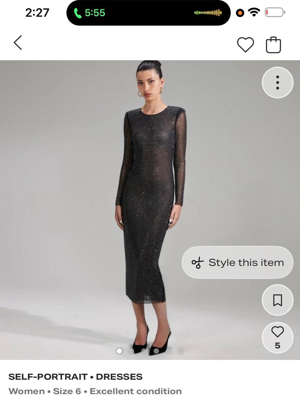 Self-Portrait Black Embellished Sheer-Sleeve Midi Dress